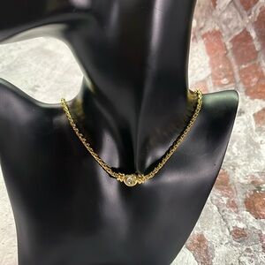 NWT Macy’s Gold Cubic Zirconia Popcorn Chain Necklace